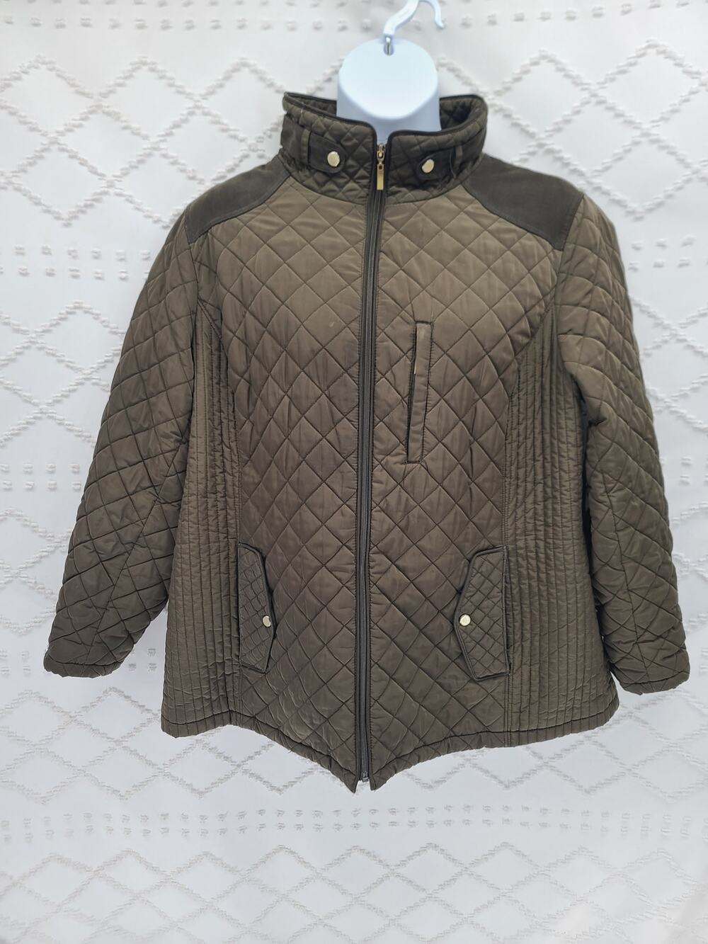 Gallery quilted Olive green women's winter jacket Size 2x cozycore